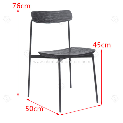 Metal frame with wooden bacrest dining chair